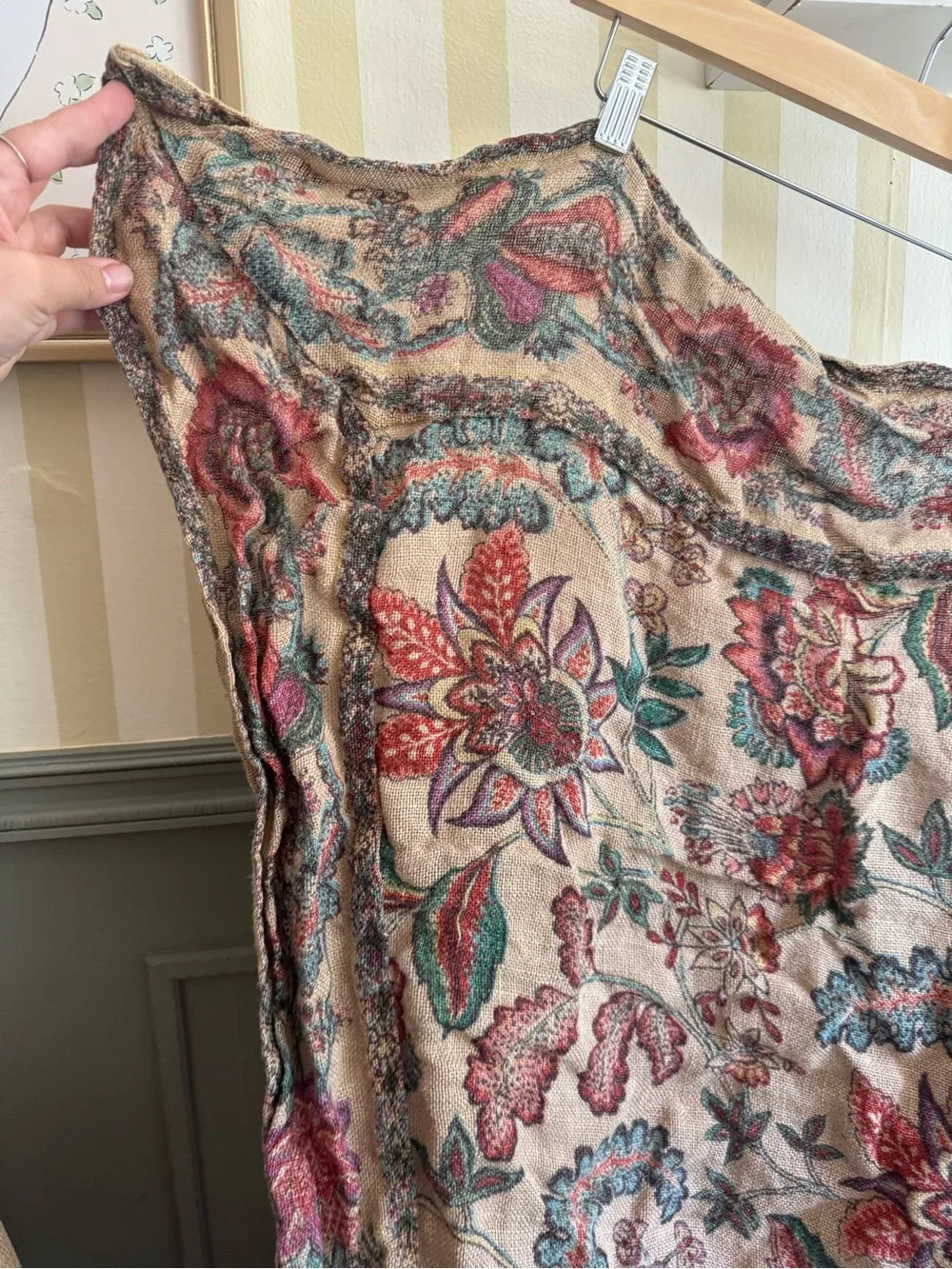 April Cornell for Danica burlap floral tapestry tablecloth